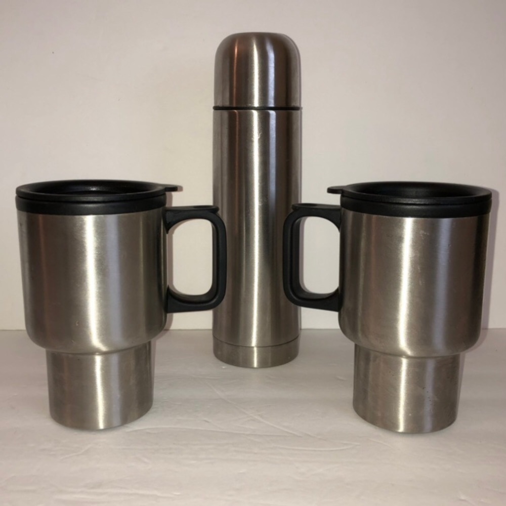 3-Pc Double Wall Thermos & Travel Mug Set - Picture 2 of 8